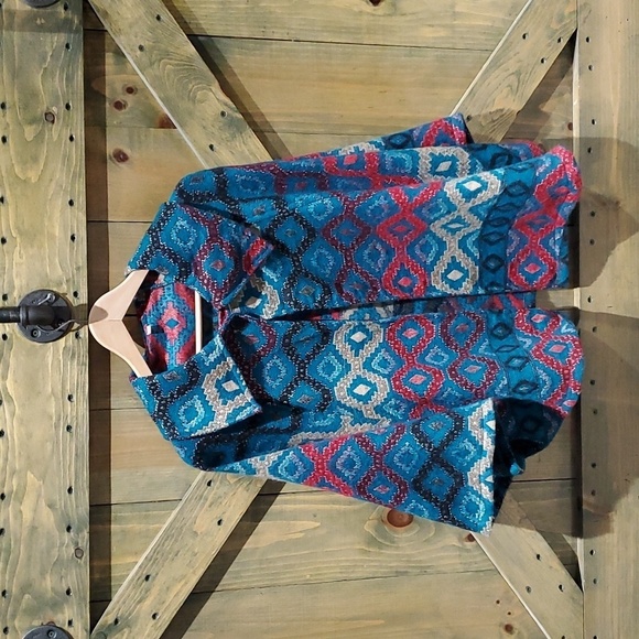 VINTAGE RETRO COLORFUL PONCHO COVERALL SWEATER FREE SIZE MAXIMALISM AOP - Picture 1 of 10